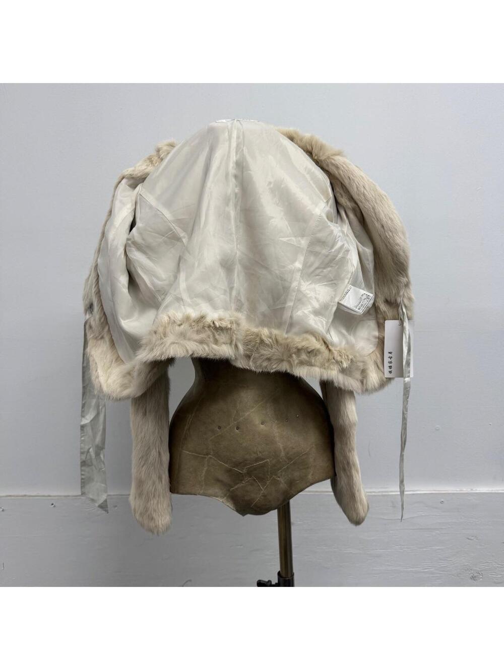 Vintage Y2K Cream Rabbit Fur Cropped Bolero Jacket - Picture 6 of 7